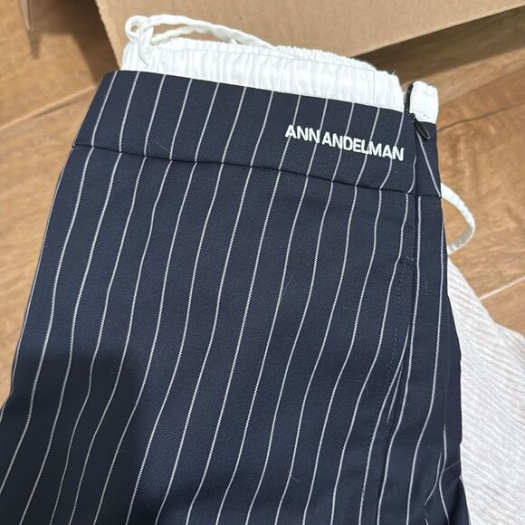 NWOT Ann Andelman black striped drawstring shorts - Picture 7 of 8